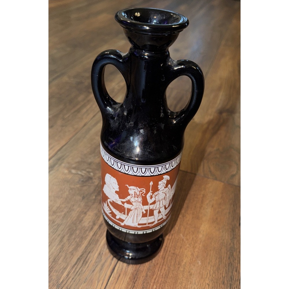 Vtg 50s Jim Beam Whiskey Bottle Decanter Egyptian Emperor Black Red/Orange Empty